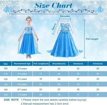 ACWOO Elsa kostým dievčatá, ELSA detské princeznovské šaty 6dielna sada s korunkou diadém, rukavice