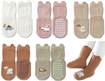 Exemaba 5 párů protiskluzové bavlněné ponožky pro holčičky Protiskluzové ponožky, kreslené (E