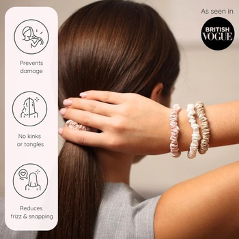 SILKIE 2Sada 100% čistá morušová hodvábna smotanová káva čierna Veľké nadmerné scrunchies Hodvábna