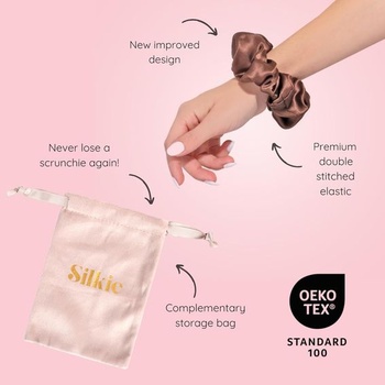 SILKIE 2Sada 100% čistá morušová hodvábna smotanová káva čierna Veľké nadmerné scrunchies Hodvábna