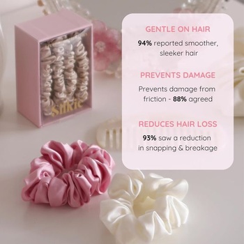 SILKIE 2Sada 100% čistá morušová hodvábna smotanová káva čierna Veľké nadmerné scrunchies Hodvábna