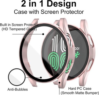 Jvchengxi [2 Pack puzdro pre Samsung Galaxy Watch 4/FE 40mm sklenené ochranné puzdro, HD