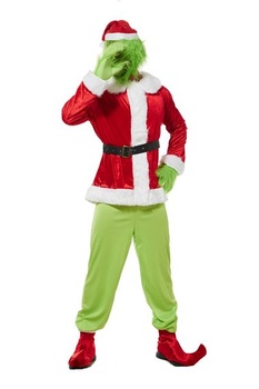 EraSpooky Green Monster Santa kostým, Santa Claus oblečení, vánoční cosplay