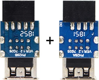 Cablecc 2 x 9pinový / 10pinový konektor pro základní desku (samice) na duální USB 2.0 samice,