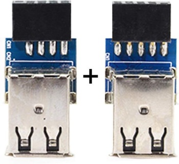 Cablecc 2 x 9pinový / 10pinový konektor pro základní desku (samice) na duální USB 2.0 samice,
