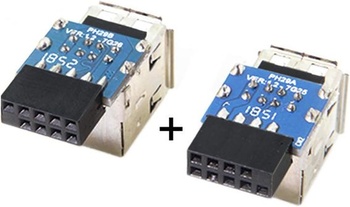 Cablecc 2 x 9pinový / 10pinový konektor pro základní desku (samice) na duální USB 2.0 samice,