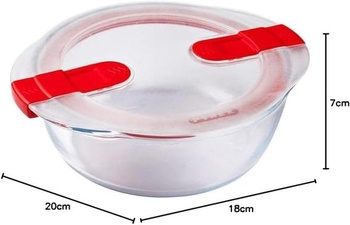 Pyrex - Varte a ohrievajte - Okrúhla sklenená misa so vzduchotesným vekom Špeciálna pre mikrovlnné