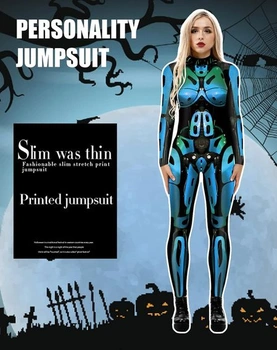 Halloweenský kostým SEAUR Dámský robotický cosplay Catsuit kombinéza Bone Suit Karneval M