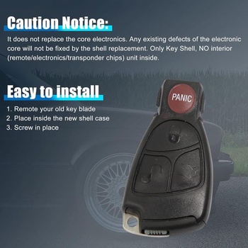 sourcing map Náhradní dálkový ovladač Smart Car s bezklíčovým vstupem Key Case Klíčenka pro