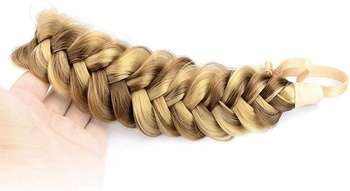 BOBIYA Messy Wide 2 prameny syntetické vlasy Kaštanová pletená čelenka Klasická robustní pletená