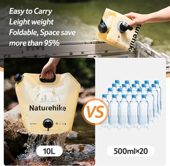 Skládací vak na vodu Naturehike 10L s kohoutkem, přenosný kanistr na vodu, ideální pro kempování,