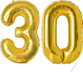 30. narodeniny dekorácie čísla balónik 30 rokov | Fóliový balónik zlatý na ozdobu k 30. narodeninám