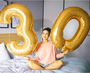 30. narodeniny dekorácie čísla balónik 30 rokov | Fóliový balónik zlatý na ozdobu k 30. narodeninám