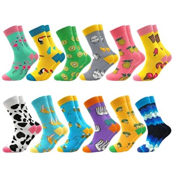 Facefuture Mid Calf Colorful Socks Funny Socks Efektní punčochy Happy Cotton Socks 12 párů (1204)