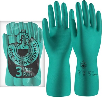 Chemické rukavice ACE Heisenberg – 3 páry dlouhých rukavic na ochranu proti chemikáliím s podšívkou