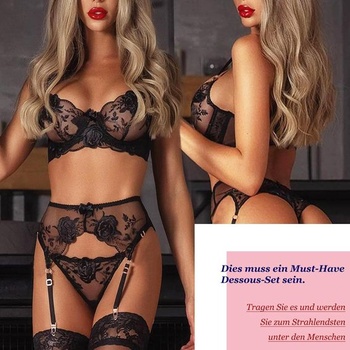 Dámska sexy spodná súprava NewBull, podprsenka s podväzkami + čipkový podväzkový pás + pančuchy