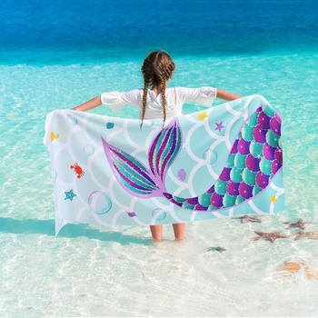 Mořské panny plážová osuška - 76 x 150 cm Mořské panny polyesterové kempingové ručníky pro dívky