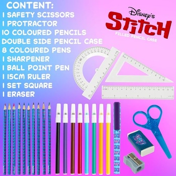 Peračník Disney pre dievčatá Peračník Frozen Stitch pre dievčatá naplnený školský kufrík 2 3 priehradky s obsahom