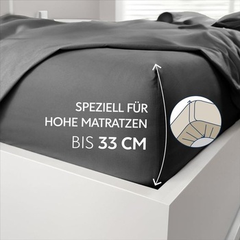 Prostěradla Dreamzie 180x200 cm - Velké klopy až 33 cm - 100% Mikrovlákno - Tmavě šedá -