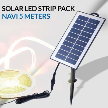 M Ledme - Venkovní solární LED pás zahradní IP68 ponorný, 5 m 300 LED, teplé bílé LED světlo, se