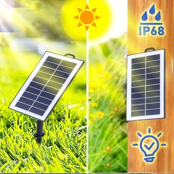 M Ledme - Venkovní solární LED pás zahradní IP68 ponorný, 5 m 300 LED, teplé bílé LED světlo, se