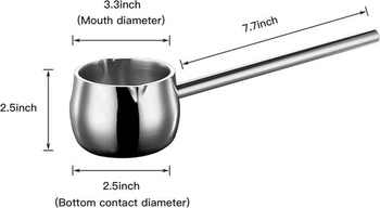 IMEEA Milk Pan 10oz/300ml Kávová kanvica Dlhá rukoväť Ohrievač masla Indukčný Ohrievač mlieka Hrniec