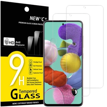 NEW'C Pack of 2, pancéřové ochranné sklo pro Samsung Galaxy A51, nepoškrábané, tvrdost 9H, HD