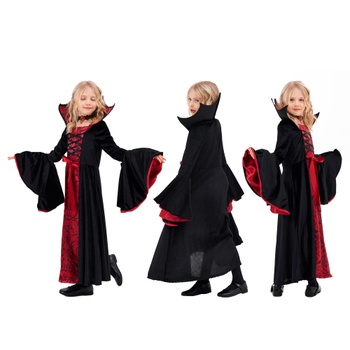 Kostým Funnlot Dievčenské kostým upírov gotický Halloween Kostým upírie zuby Karnevalový kostým cosplay L
