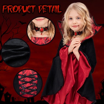 Kostým Funnlot Dievčenské kostým upírov gotický Halloween Kostým upírie zuby Karnevalový kostým cosplay L