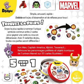 Asmodee - Dobble: Marvel Emoji Official - Stolní hry - Hra na rychlost a postřeh - Rodinné karetní