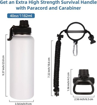 Volhoply 1200ml nerezovej fľaše na vodu s Paracord rukoväťou, 1,2 l dvojitá stenová káva izolovaná