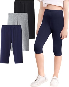 Domee Girls Capri Legíny 3/4 Kalhoty Sportovní balíček 3 letní černá + tmavě modrá + světle šedá