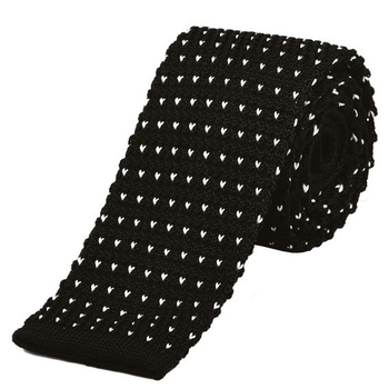 DonDon úzká pletená kravata černobílá 5 cm