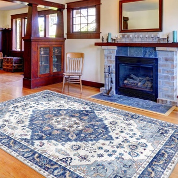 Obdĺžnikový modrý koberec VamCheer