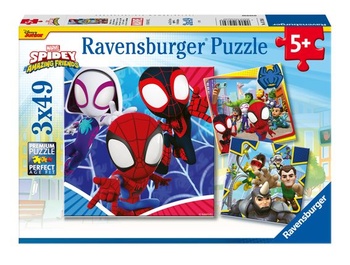Ravensburger - Spidey Puzzle, kolekce 3x49, 3 puzzle po 49 dílech, doporučený věk 5+ let