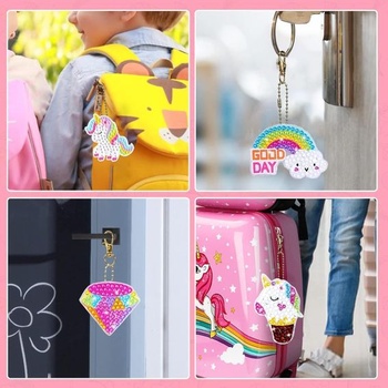 CAYUDEN Diamond Painting Keychain, 15 Parts 5D Diamond Painting Keychain Kits Detské DIY Jednorožec