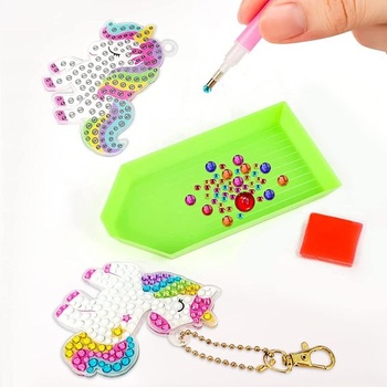 CAYUDEN Diamond Painting Keychain, 15 Parts 5D Diamond Painting Keychain Kits Detské DIY Jednorožec