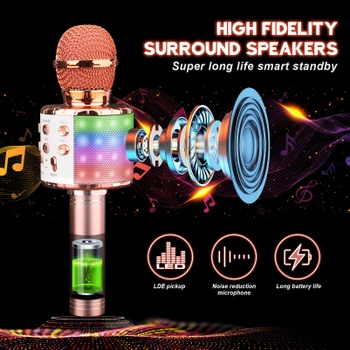 Karaoke mikrofón ShinePick Bluetooth, bezdrôtový darčekový mikrofón 4 v 1 pre deti, dievčatá, prenosný