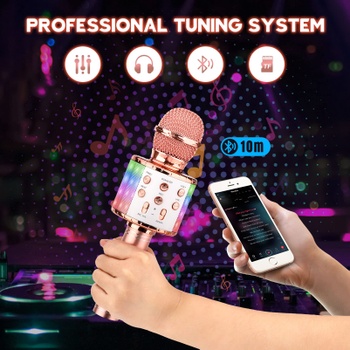 Karaoke mikrofón ShinePick Bluetooth, bezdrôtový darčekový mikrofón 4 v 1 pre deti, dievčatá, prenosný