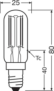 Osram SPECIAL T26 FIL 55 malá špeciálna LED žiarovka s päticou E14, tenký tvar, 4,9 W, 730lm, 4000K,