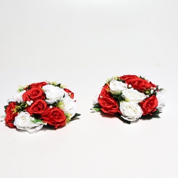 Květinová dekorace bílá/červená Wedecor