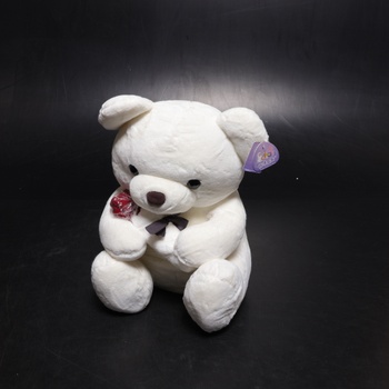 Plyšová hračka medvídek bílý s růží