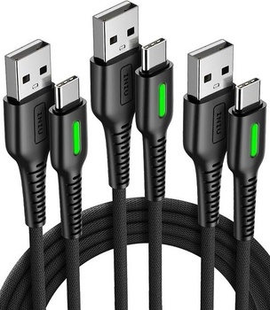 INIU USB C kabel, [3 kusy 0,5+1+3m] Typ C 3,1A kabel pro rychlé nabíjení mobilního telefonu,