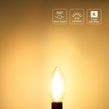 Lepro žiarovka E14 LED sviečka, 4,5W LED, teplá biela, balenie 6, 470 lúmenov, klasické žiarovky v tvare
