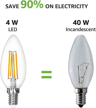 Lepro žiarovka E14 LED sviečka, 4,5W LED, teplá biela, balenie 6, 470 lúmenov, klasické žiarovky v tvare