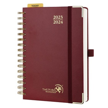 POPRUN kalendář 2023 2024 denní plánovač 21,5 x 14,5 cm, denní kalendář 1 den 1 strana (pondělí -
