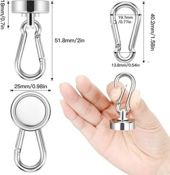 Wukong háčiky s neodymovými magnetmi 25 mm, balenie 4 ks silných magnetov s háčikmi, magnety 22 kg,