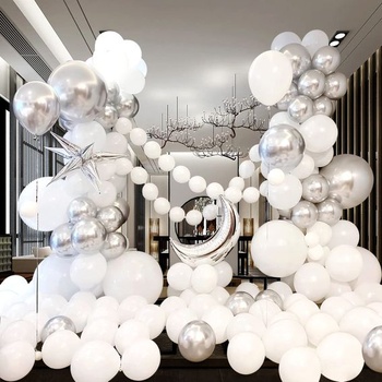 Sada dekorací balónků ABXMAS, 63 kusů latexových balónků girlandy Sada dekorací na pozadí, bílé a