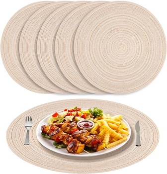 NAKIHOUSE prestieranie umývateľné okrúhle pletené prestieranie Sada 6 okrúhlych prestieraní 38 cm