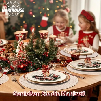 NAKIHOUSE prestieranie umývateľné okrúhle pletené prestieranie Sada 6 okrúhlych prestieraní 38 cm